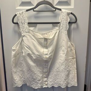 GAP White Eyelet Button-Front Camisole